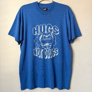 Vintage Fruit of the Loom BEST Single Stitch Hugs not Drugs Graphic Men's Shirt